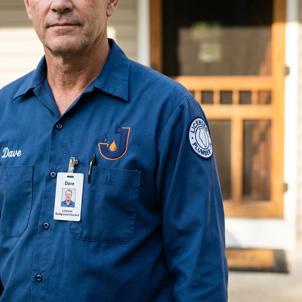 Licensed plumber showing ID badge in Great Neck, NY
