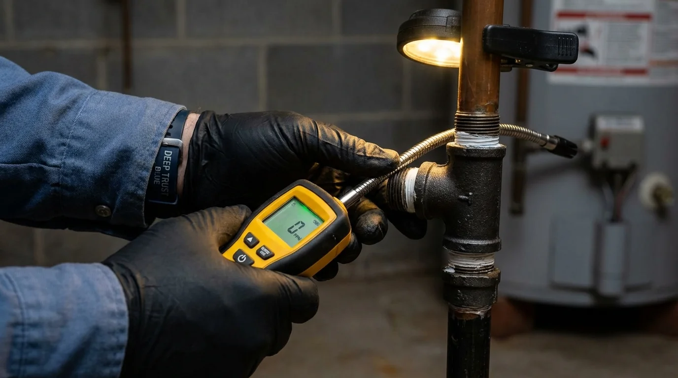 Gas leak detection with electronic sniffer by Johns Plumbing LLC in Great Neck